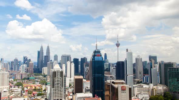 Kuala Lumpur Cityscape Noon Sunshine Timelapse Skyscrapers Panorama