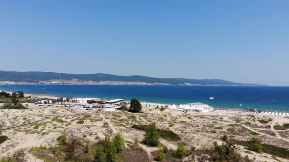 Aerial footage of the beautiful coastline of Bulgaria at the area of Sunny Beach