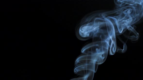 Abstract Smoke Rises Up in Beautiful Swirls on a Black Background