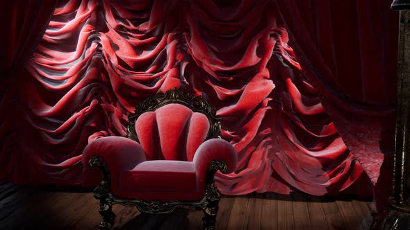 Luxurious Theater Curtain Stage with Chair