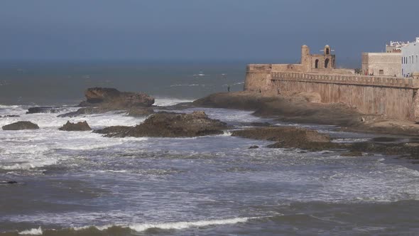 Aerial View of Seagulls Over Essaouira City