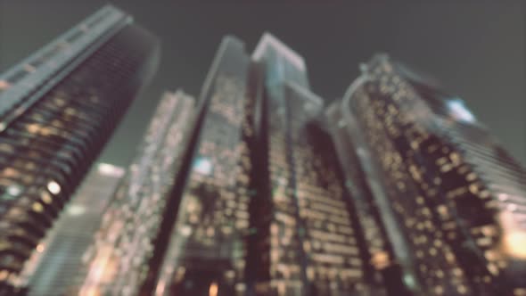 Abstract Blurred Bokeh at Night of City As for Business District Background