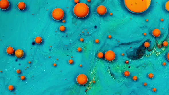 Beautiful Orange Bubbles on a Blue Background, Themes or Wallpapers for the Screen.