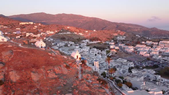 Scenic aerial view of town in Greece.