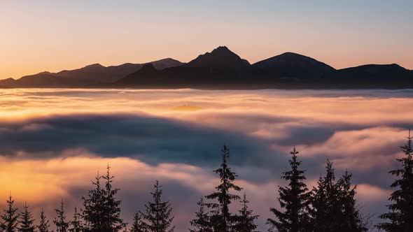 Sunset in Misty Mountains