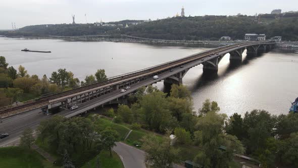 The Main River of Ukraine - Dnipro Near Kyiv. Slow Motion