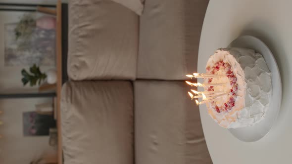 Birthday Cake With Burning Candles