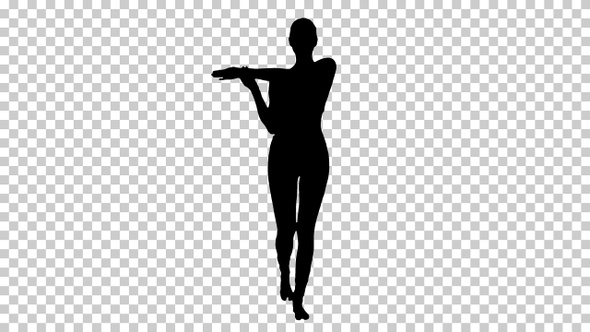 Silhouette  woman stretching , Alpha Channel