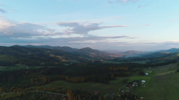 Settlement in the Valley of Mountains Aerial View