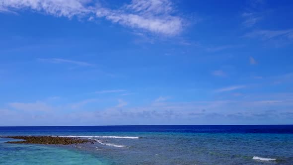 Drone aerial nature of tropical coastline beach break by blue ocean with sand background