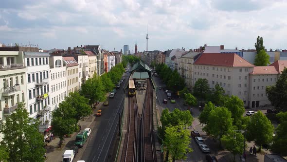 This is what urban lifestyle feels like in the middle of Berlin east.Wonderful aerial view flight h