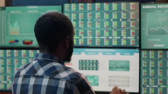 Hedge Fund Trader Monitoring Stock Trade Exchange