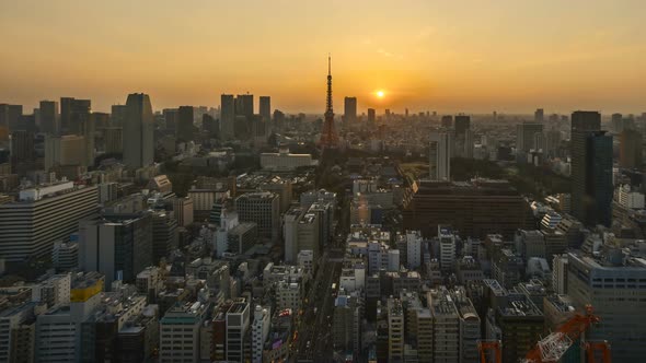 Sunrise at Tokyo city skyline