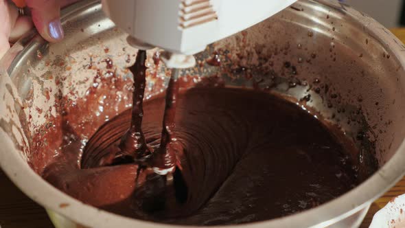 Mixing the cake ingredients