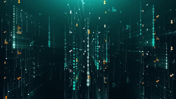 Industry 4.0 Matrix Binary Digital Background Animation