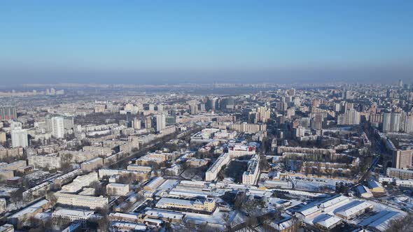 Aerial View of the Winter City of Kiev Ukraine