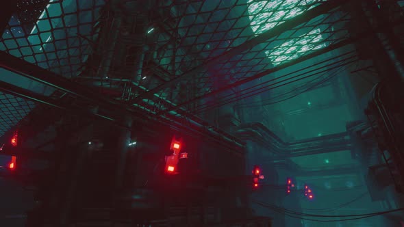 Neon Lights of Futuristic Sci Fi City alt