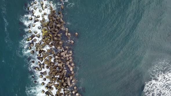 Drone fly over sea beach