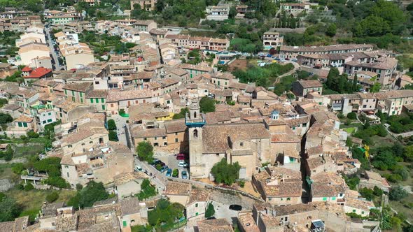 Aerial Drone Video Footage of Valdemossa Town, Mallorca