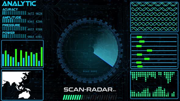 Technology radar HUD motion background. Vd 03