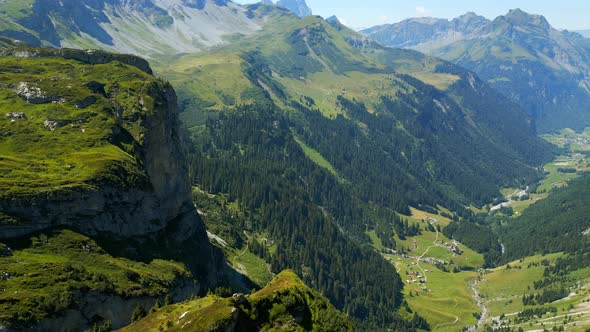 Amazing Landscape at Klausen Pass Mountain Road in Switzerland  View From Above