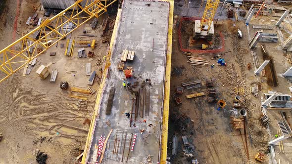 Aerial of building houses in new residential area