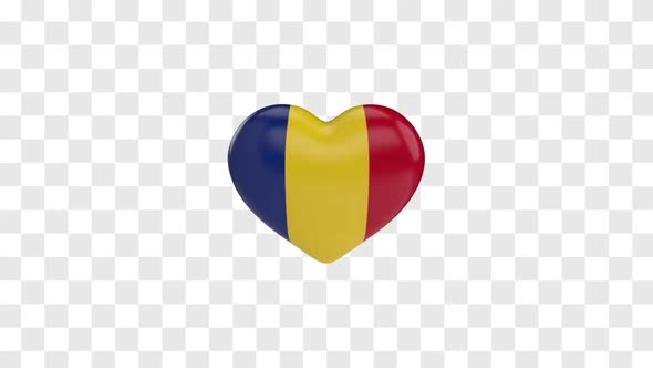 Romania Flag on a Rotating 3D Heart