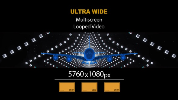 Ultra Wide HD Airplane Take Off Wireframe 02