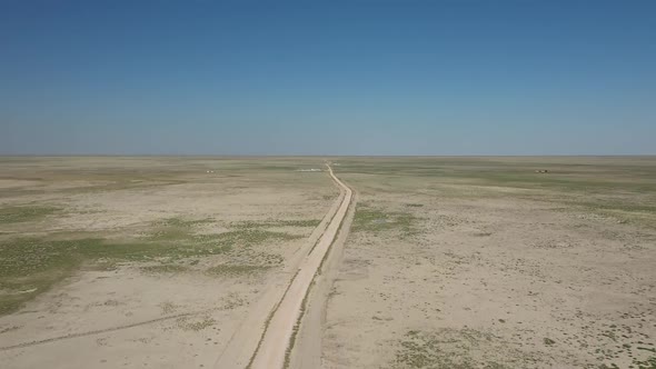 Vast Plains And Road Aerial View 