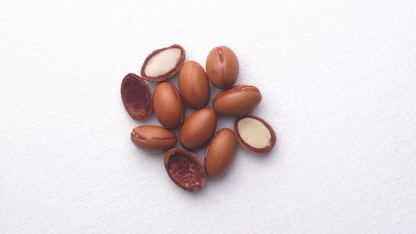 Argan Seeds on a White Background