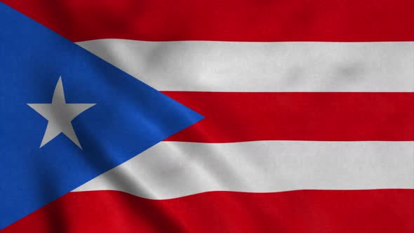 Puerto Rico Flag Waving in Wind