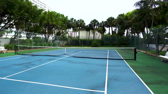 Drone flyover a Tennis Court 