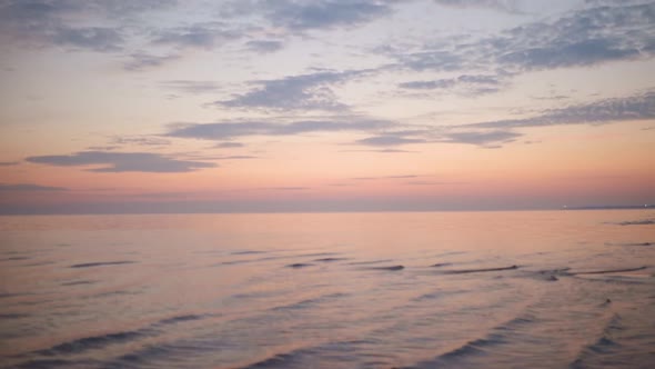 Amazing Tranquil Before Sunrise View of Ocean Waking Up