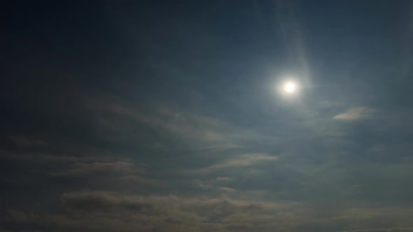 Full Moon And Fast Clouds on Night Sky