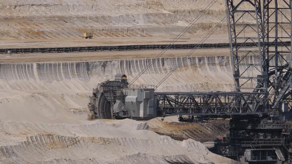 Large bucket wheel excavator in Hambach opencast lignite mine in Germany