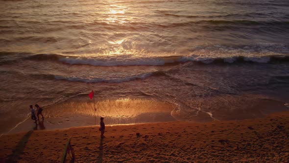 Flight at Sunset Overlooking the Indian Ocean in Bali Indonesia