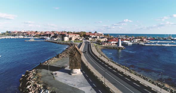 4K aerial footage of Nessebar, ancient city on the Black Sea coast of Bulgaria.