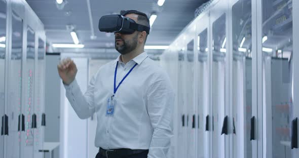 Electrical Worker Using a VR Headset