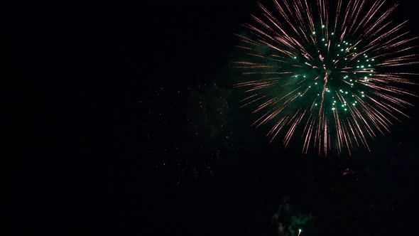 Colorful Firework display at night on sky background alt