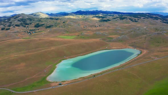 Beautiful Turquoise Lake Vrazje Jezero at Autumn in Durmitor National Park Montenegro Europe