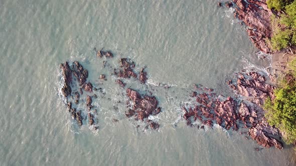 Aerial beautiful rock formation at Pulau Sayak