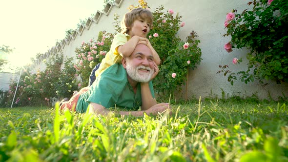 Kid and Granddad Outdoor