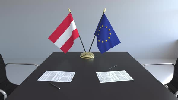 Flags of Austria and the European Union