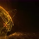Pixel 3D golden shining globe of Earth in rotating with wave particles - VideoHive Item for Sale