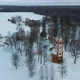 Aerial Top View of the Krimulda Evangelic Lutheran Church in Winter at Sunrise Latvia 4k Video - VideoHive Item for Sale