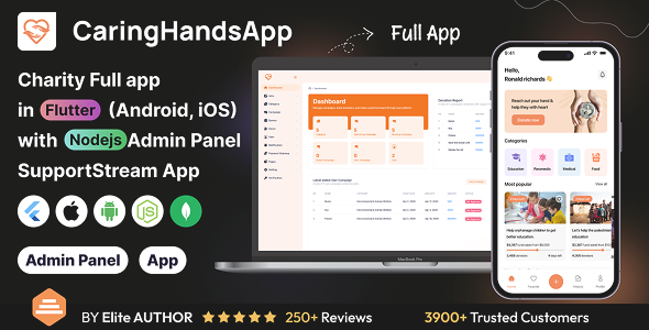 CaringHandsApp: Charity Full App in Flutter with Node,js Backend | SupportStream App