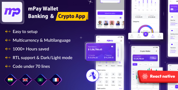 Mpay - Banking & E-Money | FinPay | Finance | Money Transfer | Wallet | React Native Expo Ui Kit