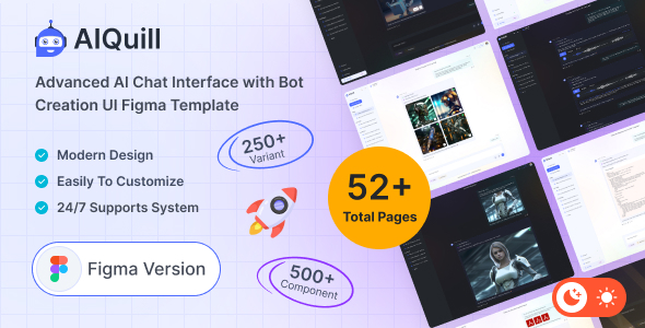 AIQuill – AI-Driven Chat Interface with Seamless Bot Creation Figma Template