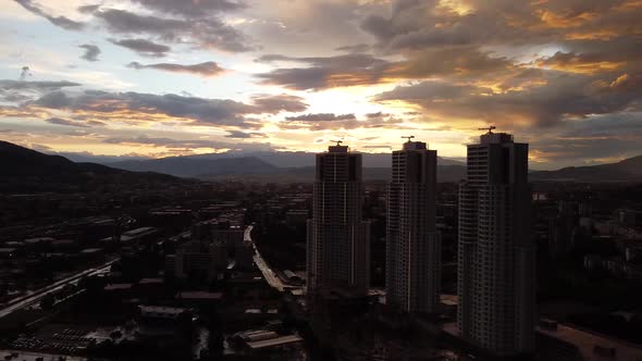 Skopje - beautiful sunset and dangerous storm in one video