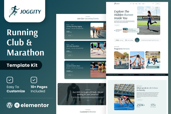 Joggity - Marathon Race & Running Elementor Template Kit